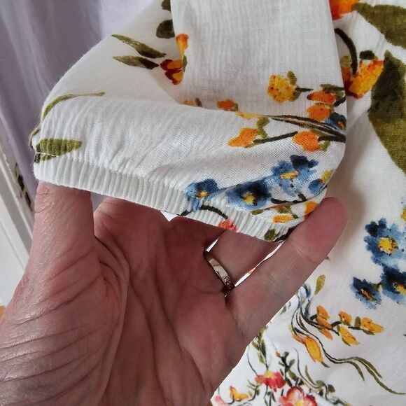 Iz Byer White Cream Tie Front Peplum Blouse - Picture 4 of 8